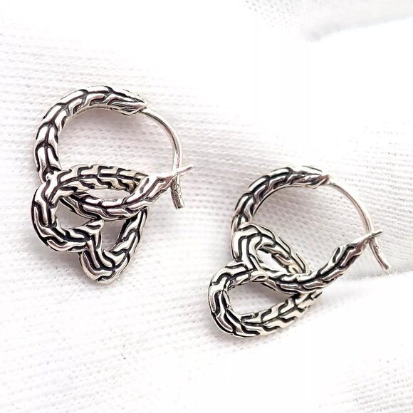 Authentic! John Hardy JH Silver Manah Heart Earrings - Picture 8 of 10